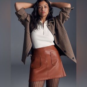 Maeve by Anthropologie Brown Vegan Leather Skirt XS